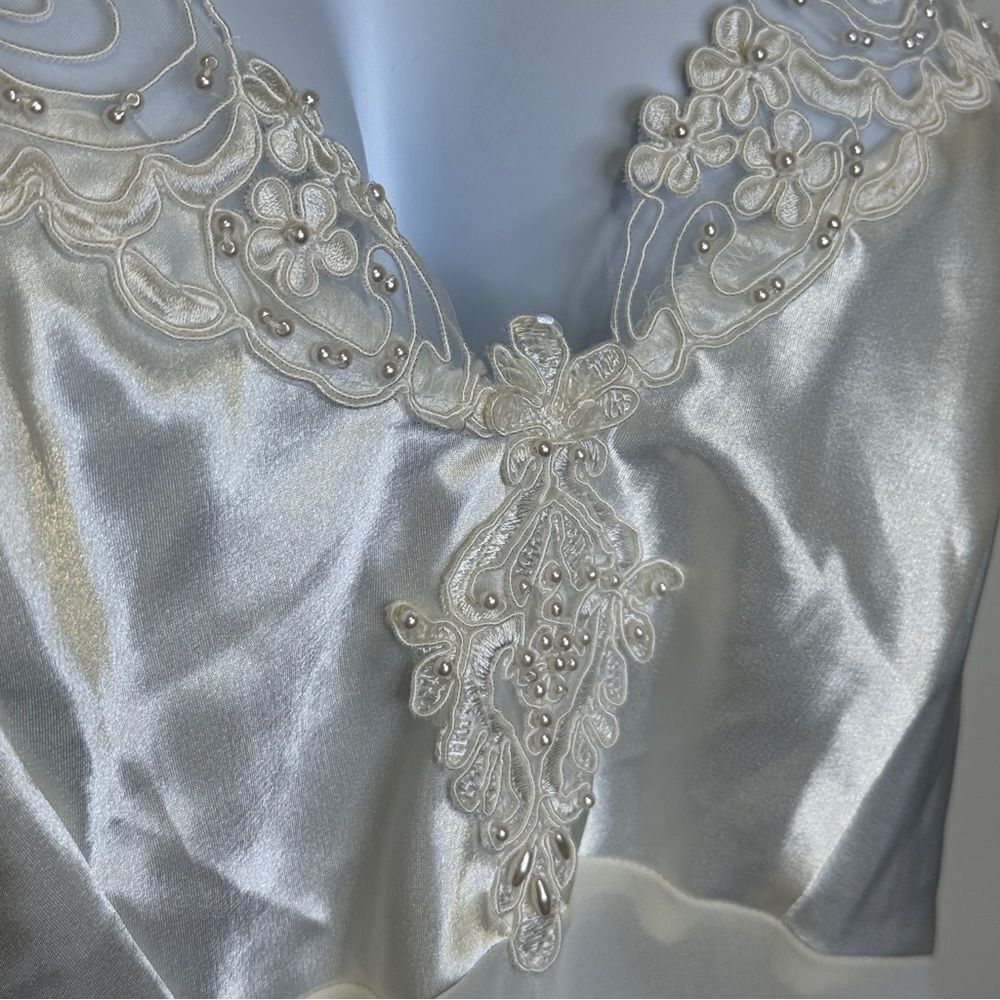 Vintage California Dynasty Elegant Ivory Cream Lace Chemise Applique Detail L - Picture 5 of 12